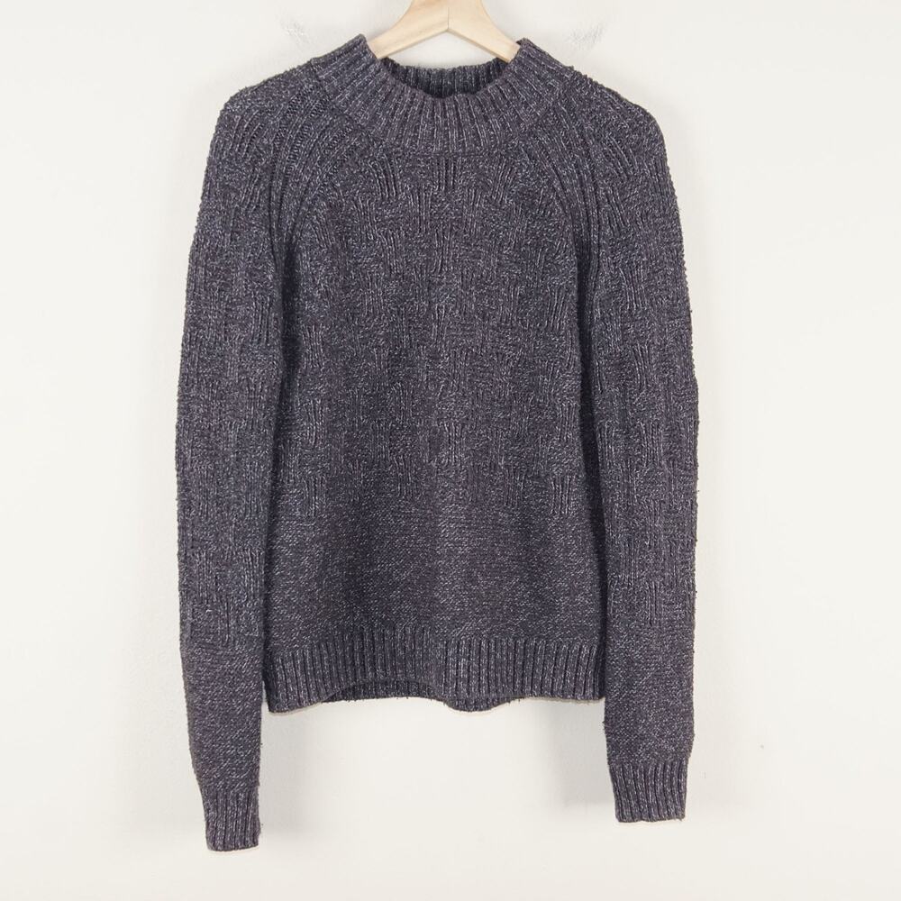Prana Sky Meadow Mock Neck Gray Knit Cotton Blend Sweater Womens Sz M